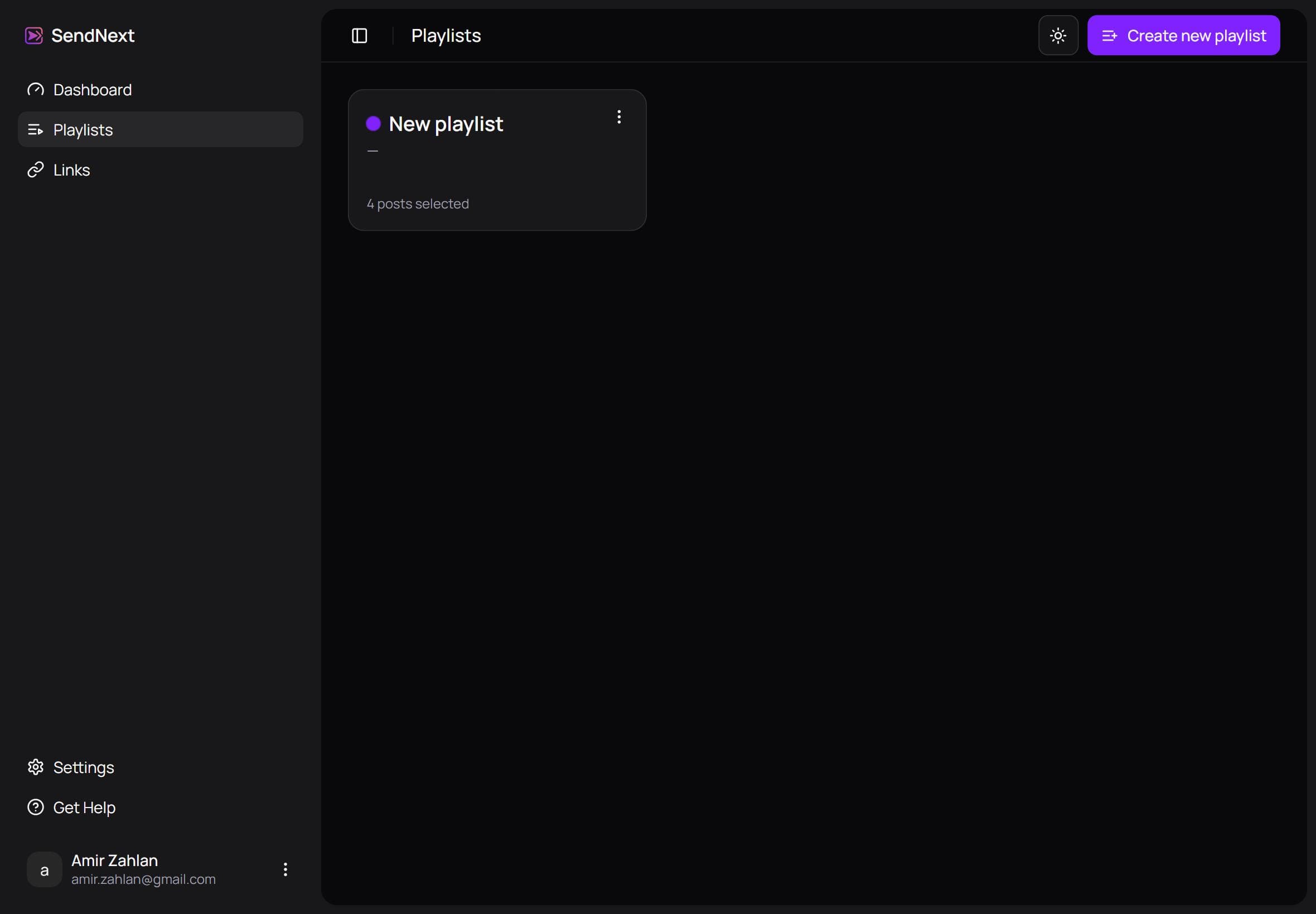 SendNext - playlists overview