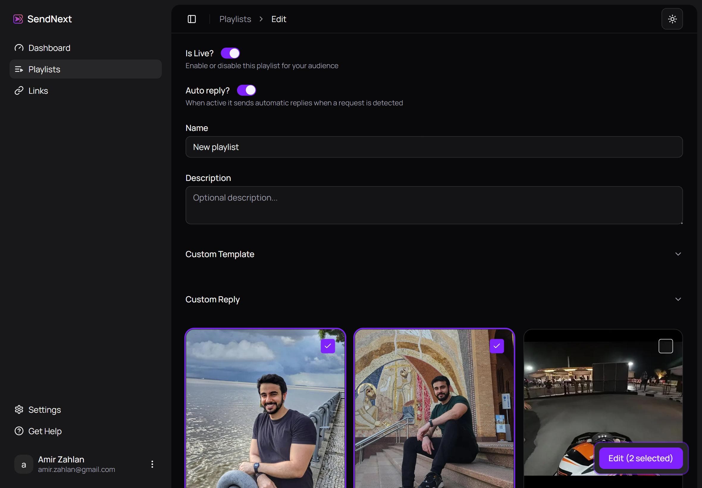 SendNext - playlists details