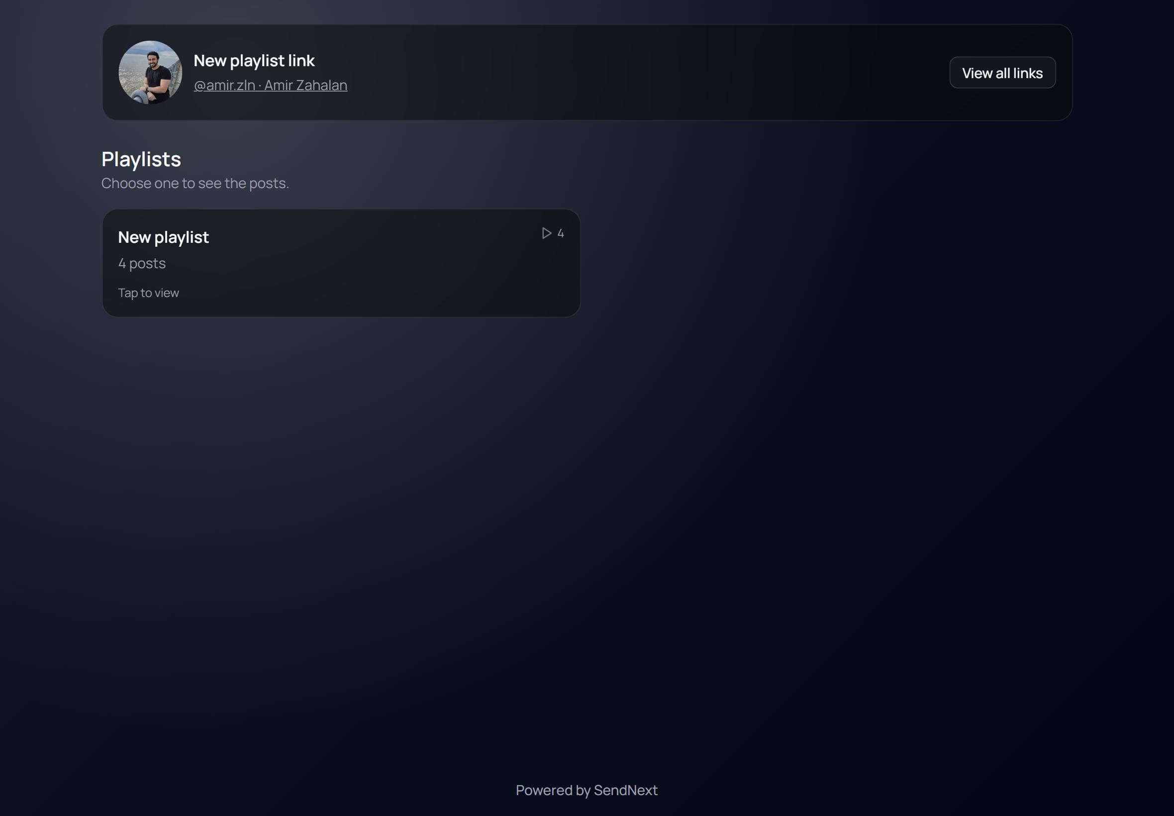 SendNext - public links overview
