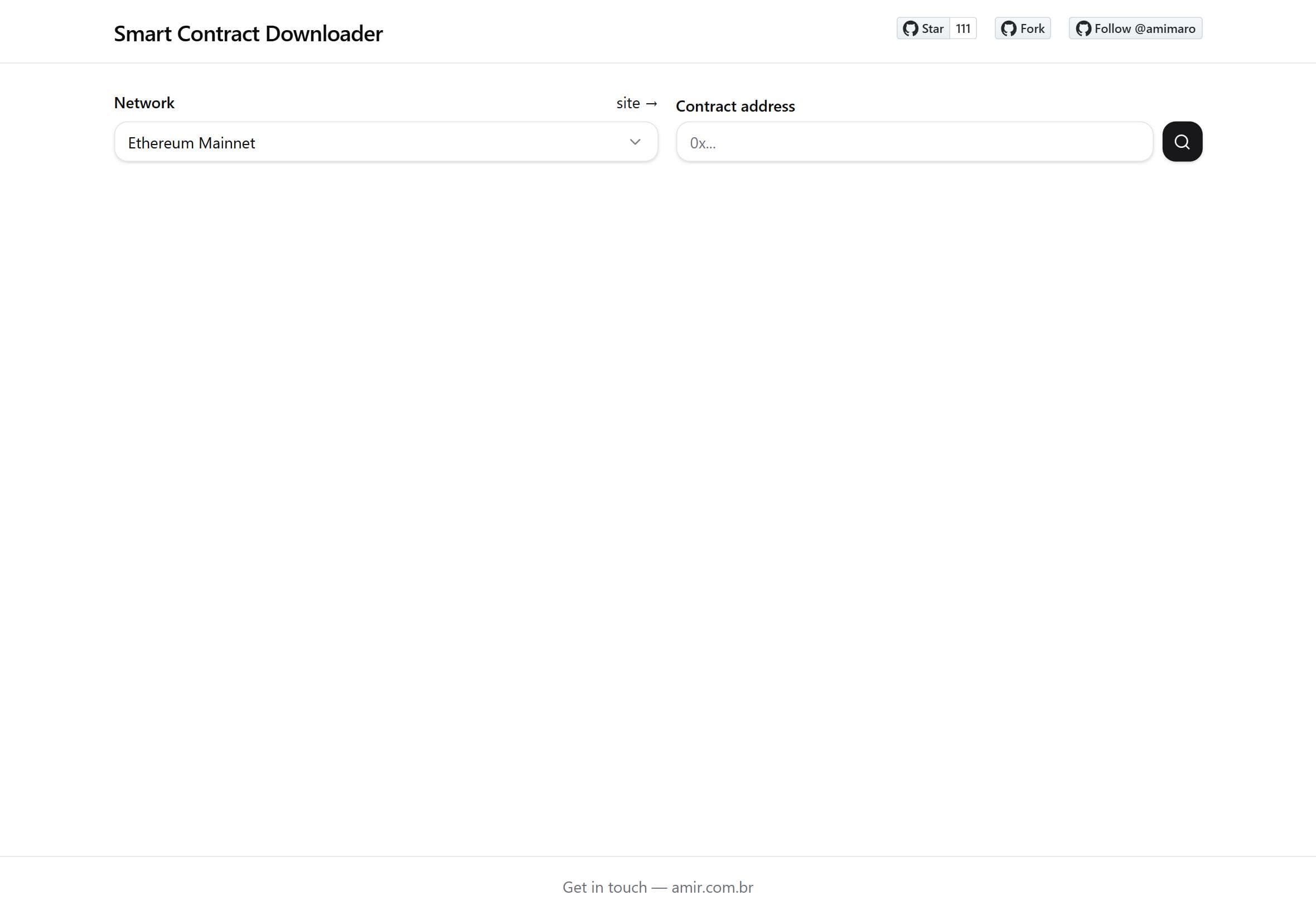 Smart Contract Downloader - main view