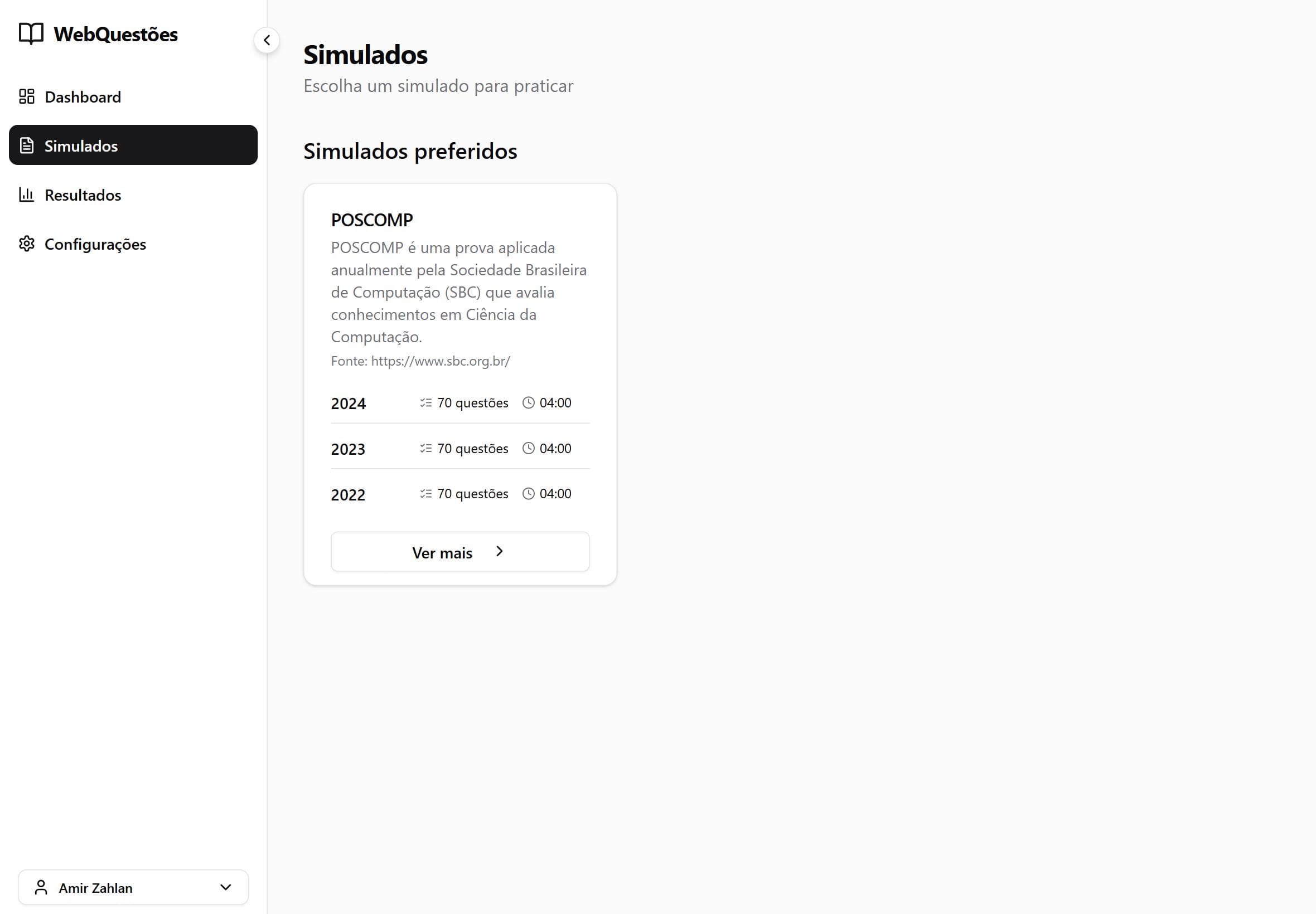 WebQuestoes - exams overview